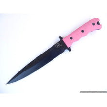 Load image into Gallery viewer, Knife, Pink G10 non slip handle with leather sheath. BACK IN STOCK!
