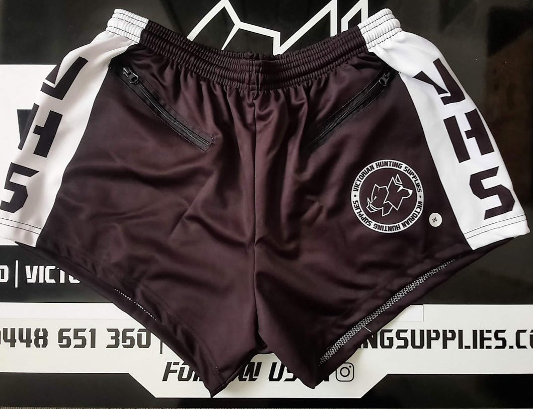 VHS OUTBACK FOOTY SHORTS WITH BUILT IN ZIPPER POCKETS!